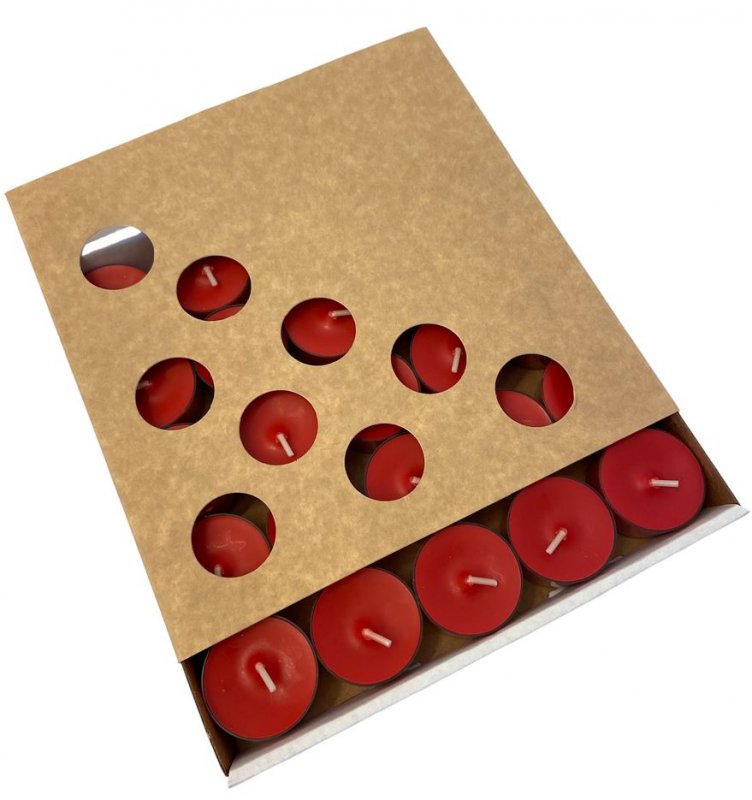 Värmeljus Plastkopp Röd 6h 25-pack - Värmeljus