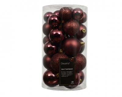 Julkula 6cm Mix Vinrödbrun 37-pack Maroon