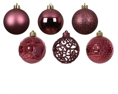 Julkula 6cm Mix Mörkrosa 37-pack Dark Rose