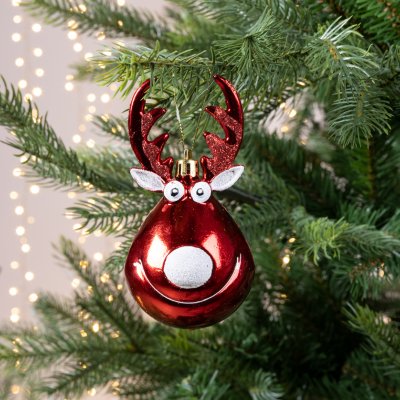 Julkula med Ren huvud Röd 5,5x11,5cm
