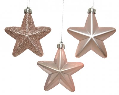 Stjärna 2x7,5cm Ljusrosa 6-pack