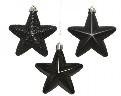 Stjärna 2x7,5cm Svart 6-pack