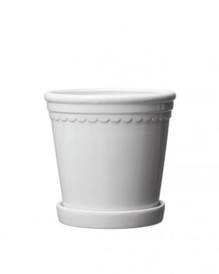 Kruka Astrid med fat Vit 15x14cm