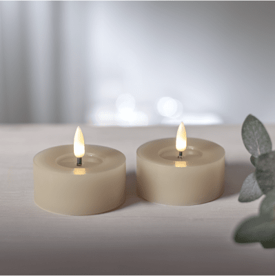 Värmeljus Flamme Beige 2-pack
