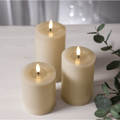Blockljus Flamme Flow Beige