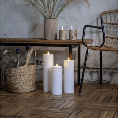 Blockljus Flamme Vit 10x32,5cm