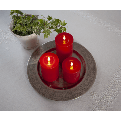 Blockljus LED Inne Flamme Röd 7,5x15cm