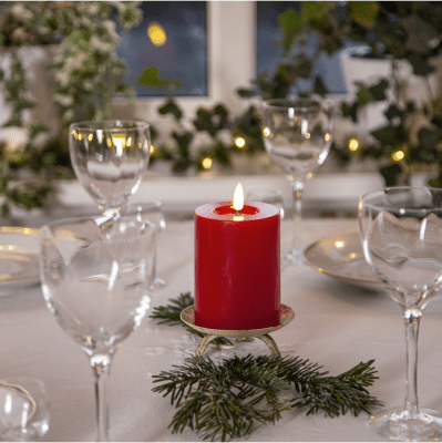 Blockljus LED Inne Flamme Röd 7,5x12,5cm