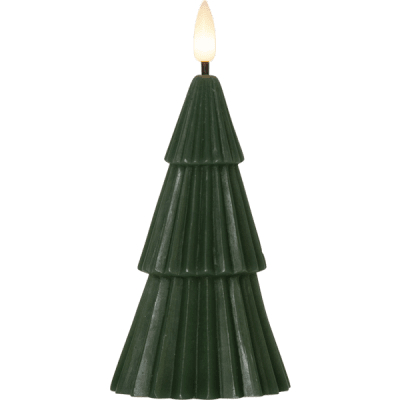 Blockljus Gran LED Inne Flamme Grön 7x15cm