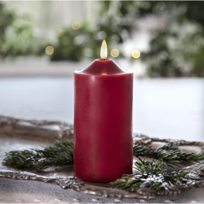 Blockljus LED Inne Flamme Mörkröd 7,5x17cm