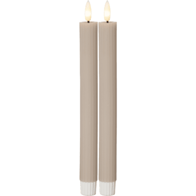 Antikljus Flamme Stripe Beige LED 25cm 2-pack