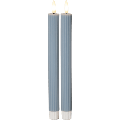 Antikljus Flamme Stripe Blå LED 25cm 2-pack