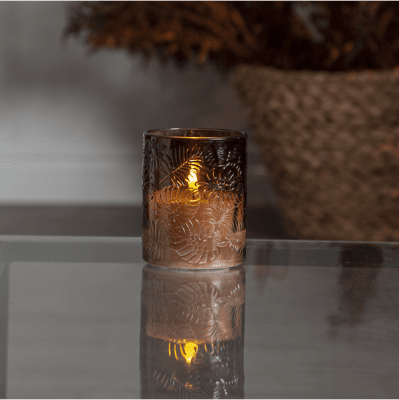 Blockljus LED Inne Blad Brun 10x8,5cm