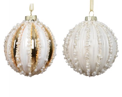 Julkula 3-pack 8cm Vit / Guld