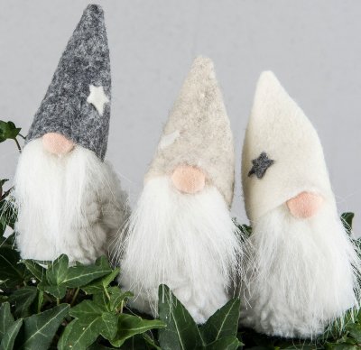 Tomte Stick Stjärna 12cm Grå Vit Mix