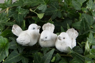 Fågel Trio Vit Stick 7cm