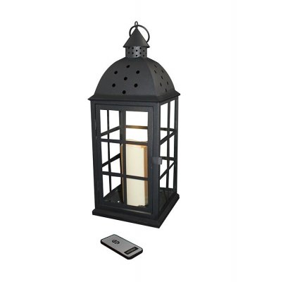 Lykta metall med batteriljus 17x17x46cm