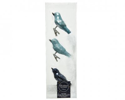Fågel clip Blå 3x8x3,5cm 3-pack