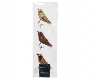 Fågel clip bRUN 3x8x3,5cm 3-pack