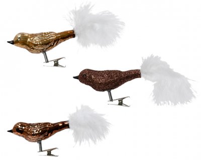 Fågel clip bRUN 3x8x3,5cm 3-pack