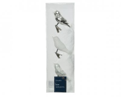 Fågel clip Vit/silver 3x8x3,5cm 3-pack