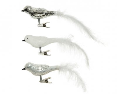 Fågel clip Vit/silver 3x8x3,5cm 3-pack