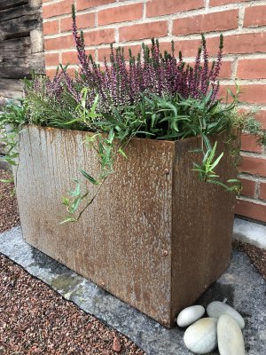 Kruka Corten med botten 30x60x40cm