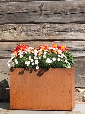 Kruka Corten med botten 30x60x40cm
