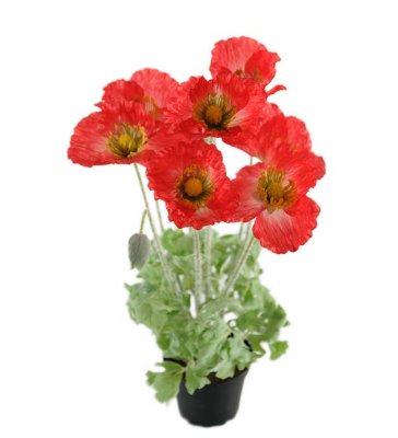 Vallmo Röd 40cm, Konstgjord