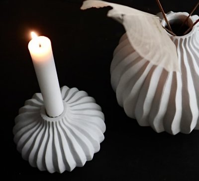 Ljusstake Fårö Vit 13x8cm