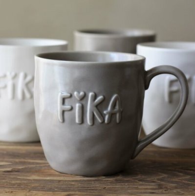 Mugg Fika Taupe 14x10cm