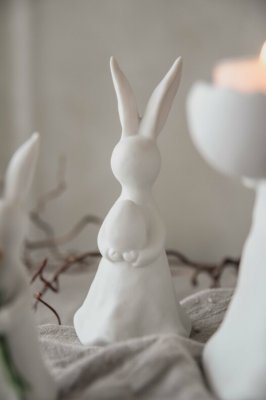 Kanin Bunny med ägg Vit 7x7x16cm
