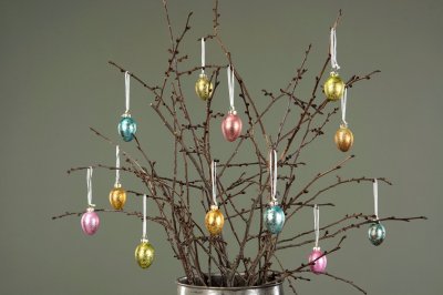 Ägg Glas Hängande Färgmix 10-pack 3x4cm