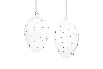 Glasägg Klar med dot 8x11cm