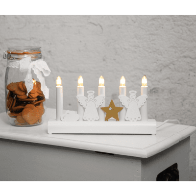 Ljusstake Julia 5st Vit 28x15x6cm
