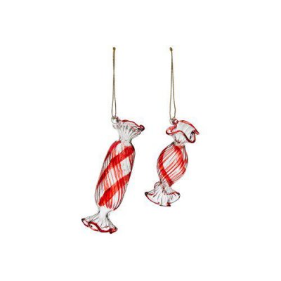 Julhänge Candy Glas Röd
