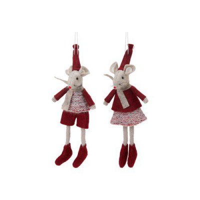 Julhänge Möss Röd/Beige 19cm 1-pack