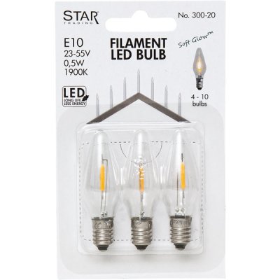 Glödlampa Adventsstake LED Klar E10 3-pack