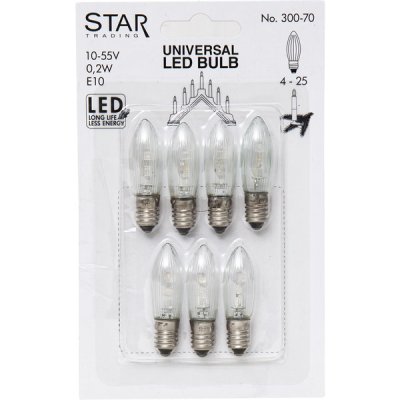 Glödlampa Adventsstake Klar E10 7-pack