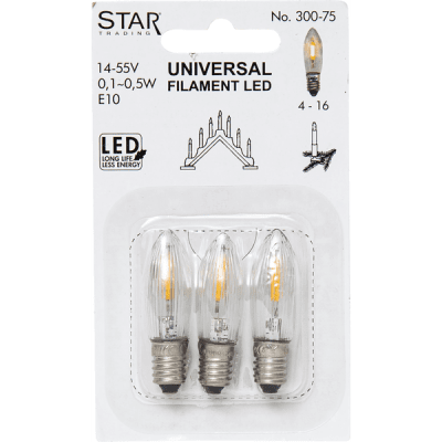 Glödlampa Adventsstake LED Klar E10 3-pack