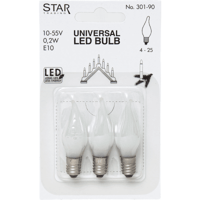 Glödlampa Adventsstake LED Frostad E10 3-pack