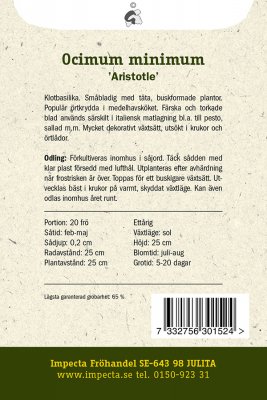 Basilika, Småbladig, 'Aristotle'