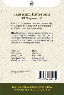 Chilipeppar, 'Cayennetta' F1