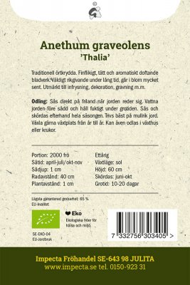 Dill, Blad-, Thalia, Ekologisk