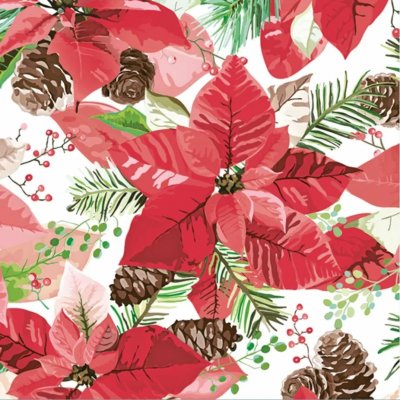 Servetter 3-lags 33x33cm 20-pack Christmas Poinsettia