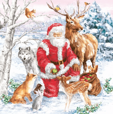 Servetter 3-lags 33x33cm 20-pack Santa & Animals