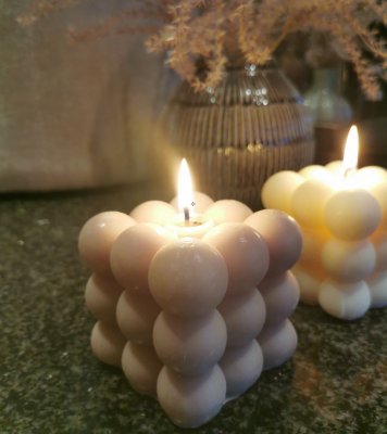 Ljus Bubblor Brun Sojavax 8x8x7,5cm