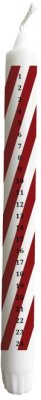 Kalenderljus Red Swirly Stripes 24cm 8,5h
