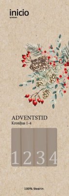 Kronljus Adventstid 1-4 Nougat H28cm