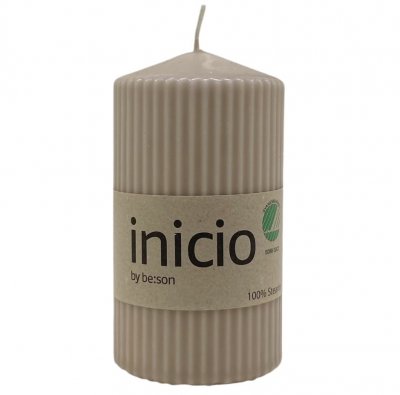 Blockljus Räfflade 67x120mm Beige